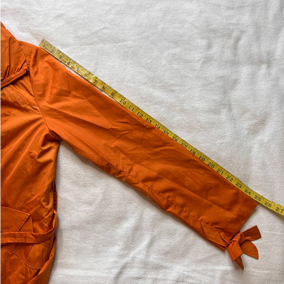 Cole Haan Orange Zip Up Lined Trench Coat-M - Picture 12 of 15